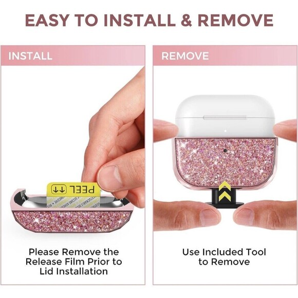 For AirPods 1 & 2 Case Cover Women Girls Glossy Smooth Hard Shell Rose Gold New - Picture 5 of 6